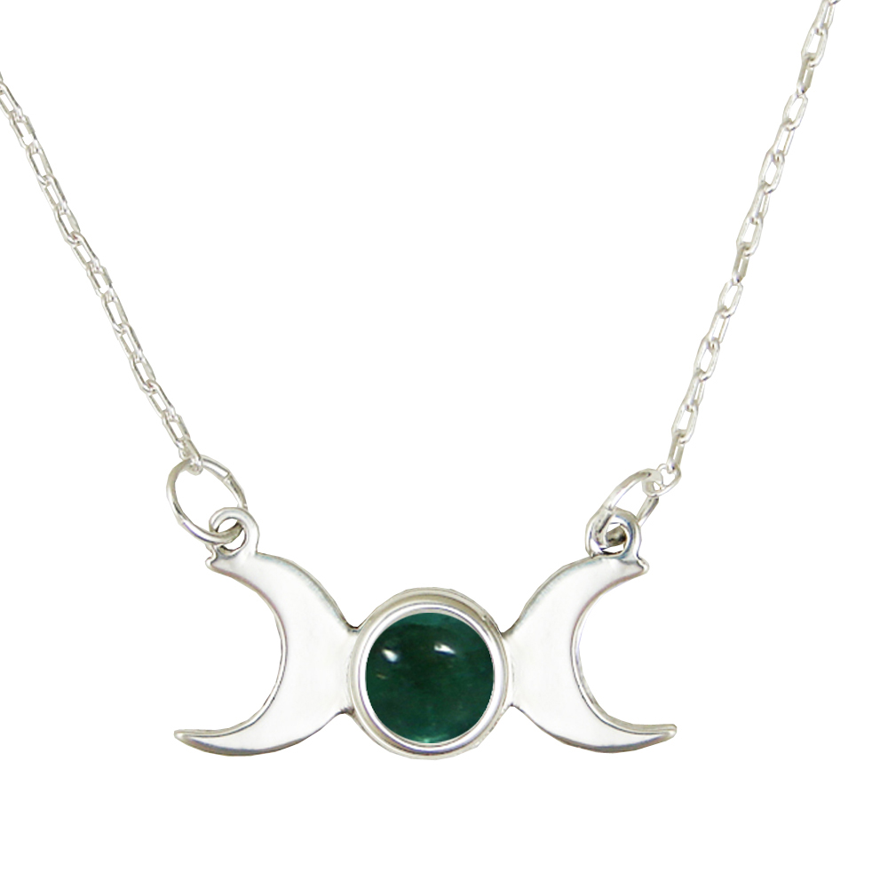 Sterling Silver Moon Phases Necklace With Fluorite